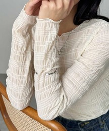 RANAN | シャーリングクルーネックシアートップス(Tシャツ/カットソー)