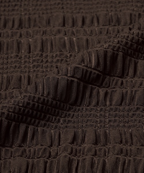 RANAN（ラナン）の「シャーリングクルーネックシアートップス（Tシャツ/カットソー・レディース・ライトベージュ/ブラック/ホワイト/ブラウン・M/L/LL）」の5枚目の写真