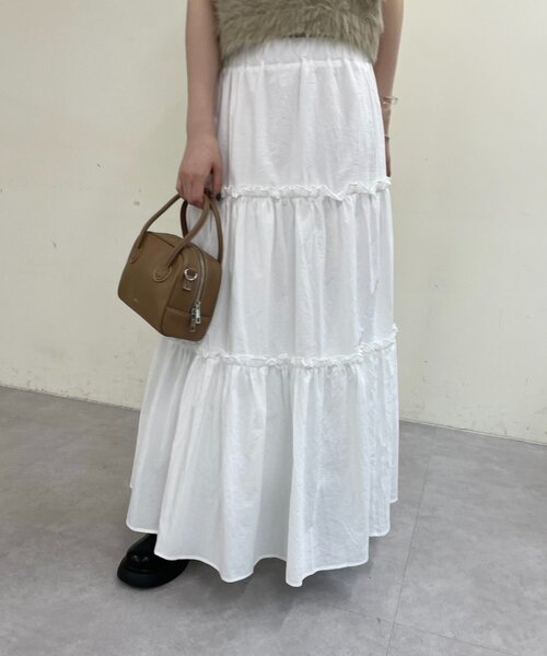 mline（エムライン）の「[mline]コットンティアードスカート（スカート・レディース・オフホワイト/ブラック・1/2）」の3枚目の写真