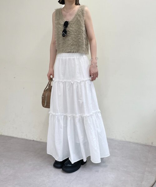 mline（エムライン）の「[mline]コットンティアードスカート（スカート・レディース・オフホワイト/ブラック・1/2）」の4枚目の写真