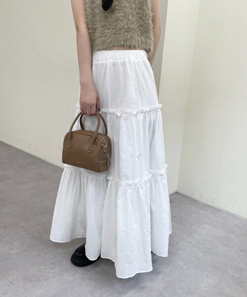 mline（エムライン）の「[mline]コットンティアードスカート（スカート・レディース・オフホワイト/ブラック・1/2）」の5枚目の写真