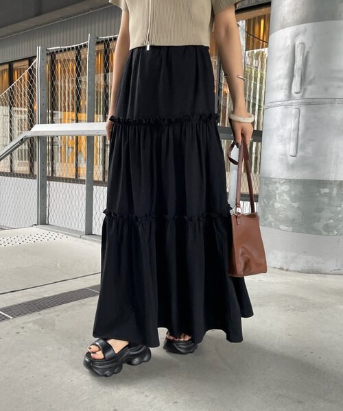 mline（エムライン）の「[mline]コットンティアードスカート（スカート・レディース・オフホワイト/ブラック・1/2）」の7枚目の写真