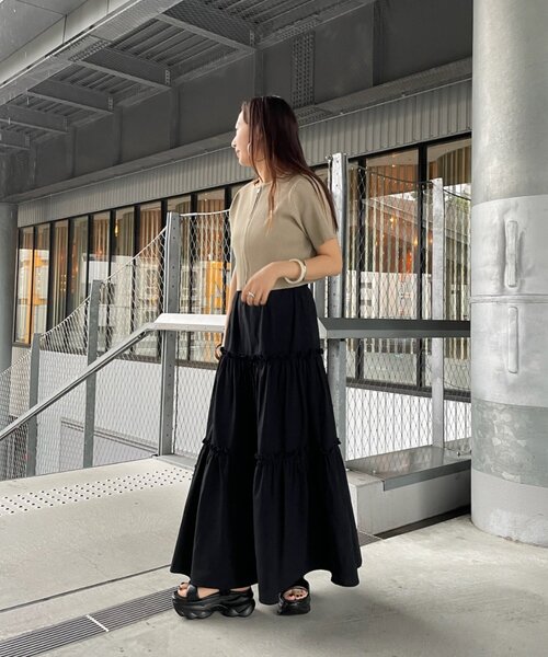 mline（エムライン）の「[mline]コットンティアードスカート（スカート・レディース・オフホワイト/ブラック・1/2）」の9枚目の写真