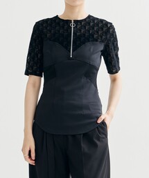 THINGS THAT MATTER | 【THINGS THAT MATTER/シングス ザット マター】《STUDIOUS別注》ニューモノグラムフロッキーチュール切替トップス(Tシャツ/カットソー)