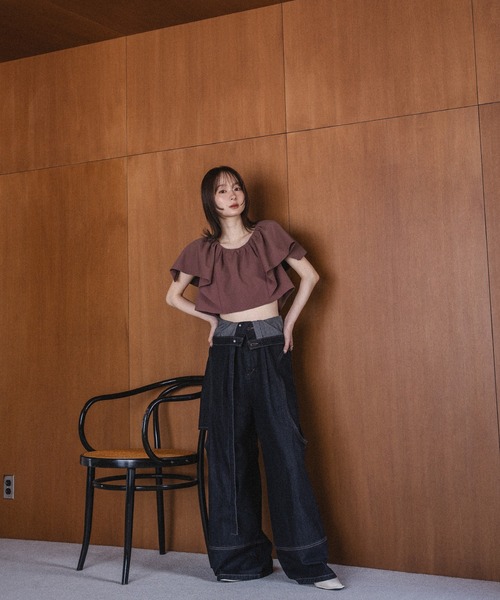mideal（マイディール）の「linen blend frill tops / リネンブレンドフリルトップス（シャツ/ブラウス・レディース・アイボリー/ボルドー・FREE）」の16枚目の写真