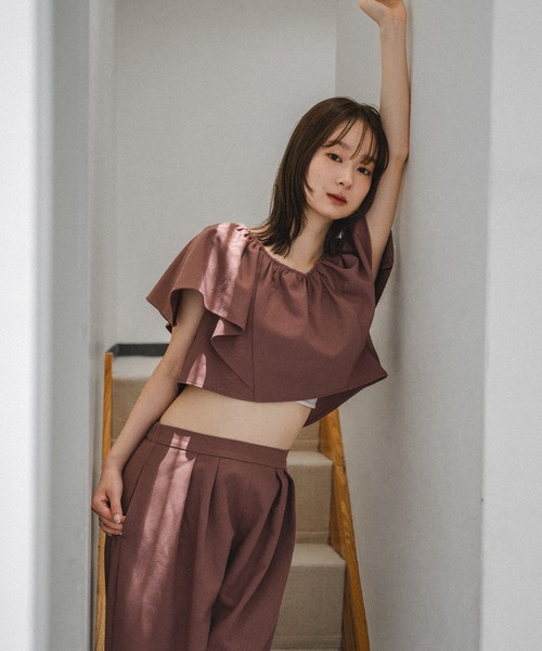 mideal（マイディール）の「linen blend frill tops / リネンブレンド