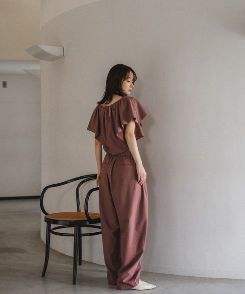 mideal（マイディール）の「linen blend frill tops / リネンブレンドフリルトップス（シャツ/ブラウス・レディース・アイボリー/ボルドー・FREE）」の14枚目の写真