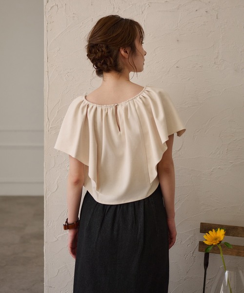 mideal（マイディール）の「linen blend frill tops / リネンブレンドフリルトップス（シャツ/ブラウス・レディース・アイボリー/ボルドー・FREE）」の19枚目の写真