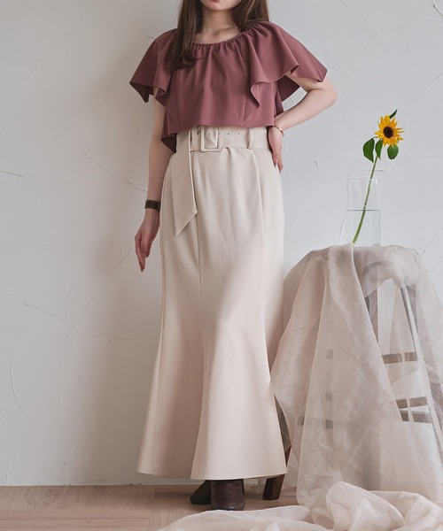 セール】linen blend frill tops / リネンブレンドフリル