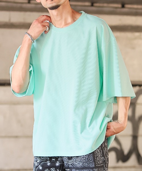 LUXSTYLE(ラグスタイル)の「ビッグシルエット無地半袖Tシャツ(Tシャツ/カットソー・メンズ・ブラック/グレイッシュベージュ/ブルーグレー/グレー/ブルー系その他/ホワイト・M/L)」の6枚目の写真