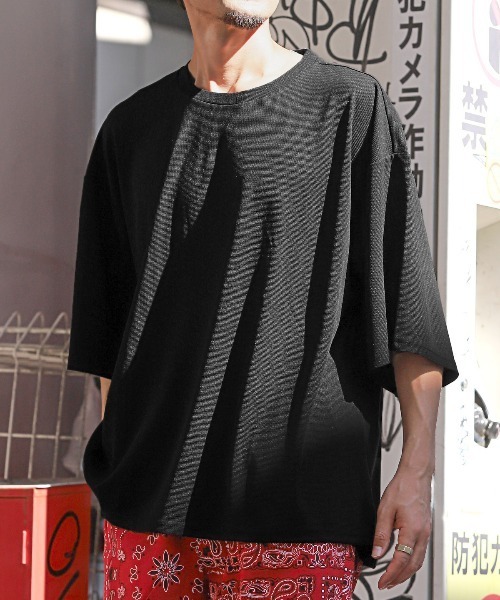 LUXSTYLE(ラグスタイル)の「ビッグシルエット無地半袖Tシャツ(Tシャツ/カットソー・メンズ・ブラック/グレイッシュベージュ/ブルーグレー/グレー/ブルー系その他/ホワイト・M/L)」の1枚目の写真