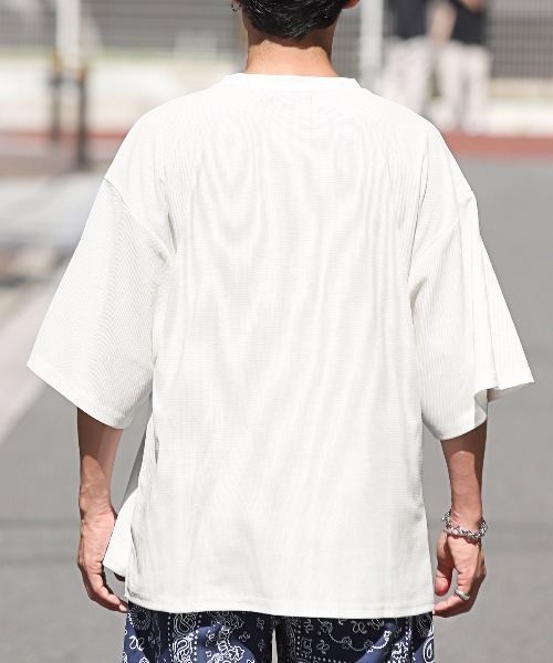 LUXSTYLE(ラグスタイル)の「ビッグシルエット無地半袖Tシャツ(Tシャツ/カットソー・メンズ・ブラック/グレイッシュベージュ/ブルーグレー/グレー/ブルー系その他/ホワイト・M/L)」の7枚目の写真