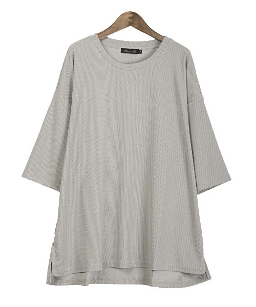 LUXSTYLE(ラグスタイル)の「ビッグシルエット無地半袖Tシャツ(Tシャツ/カットソー・メンズ・ブラック/グレイッシュベージュ/ブルーグレー/グレー/ブルー系その他/ホワイト・M/L)」の21枚目の写真