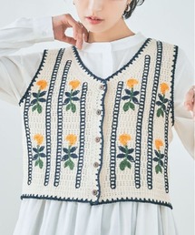 クロシェ編み ニット ベスト