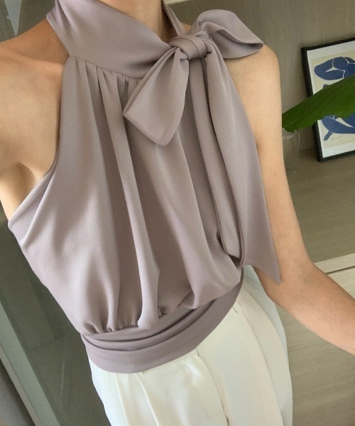 N.s(エヌドットエス)の「サイドリボンデザインノースリーブブラウス(シャツ/ブラウス・レディース・ブラック/パープル/ベージュ・FREE)」の3枚目の写真