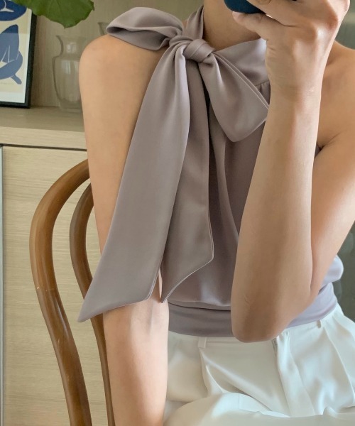 N.s(エヌドットエス)の「サイドリボンデザインノースリーブブラウス(シャツ/ブラウス・レディース・ブラック/パープル/ベージュ・FREE)」の11枚目の写真