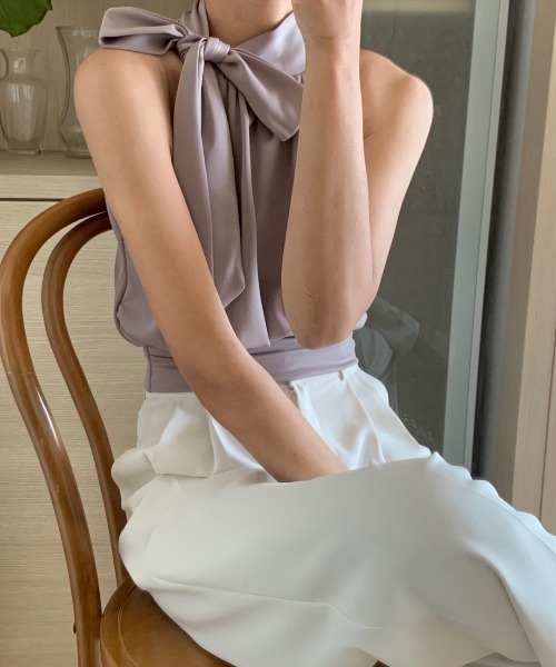 N.s(エヌドットエス)の「サイドリボンデザインノースリーブブラウス(シャツ/ブラウス・レディース・ブラック/パープル/ベージュ・FREE)」の9枚目の写真