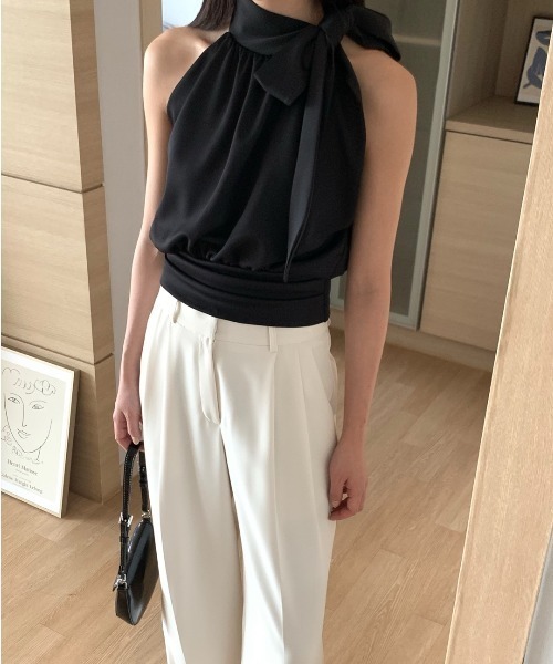 N.s(エヌドットエス)の「サイドリボンデザインノースリーブブラウス(シャツ/ブラウス・レディース・ブラック/パープル/ベージュ・FREE)」の5枚目の写真