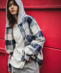 BEAMS | フード  チェック ネルシャツ(シャツ/ブラウス)