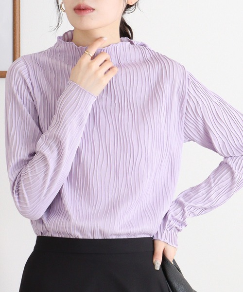 mitis（ミティス）の「mitis ウェーブジャガード プチハイネックロンT（Tシャツ/カットソー・レディース・グリーン/マスタード/アイボリー/グレイッシュベージュ/ブラック/ラベンダー・M）」の5枚目の写真