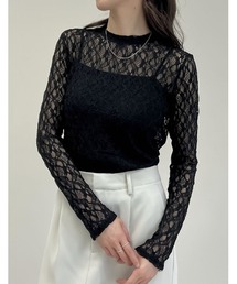 Re:EDIT | [2024 AUTUMN COLLECTION]カットレースモックネックトップス(Tシャツ/カットソー)