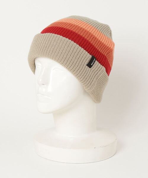BRIXTON（ブリクストン）の「【BRIXTON】 HEIST STRIPE BEANIE（ニットキャップ/ビーニー・メンズ・ベージュ系その他/ブラック・ONE SIZE）」の5枚目の写真
