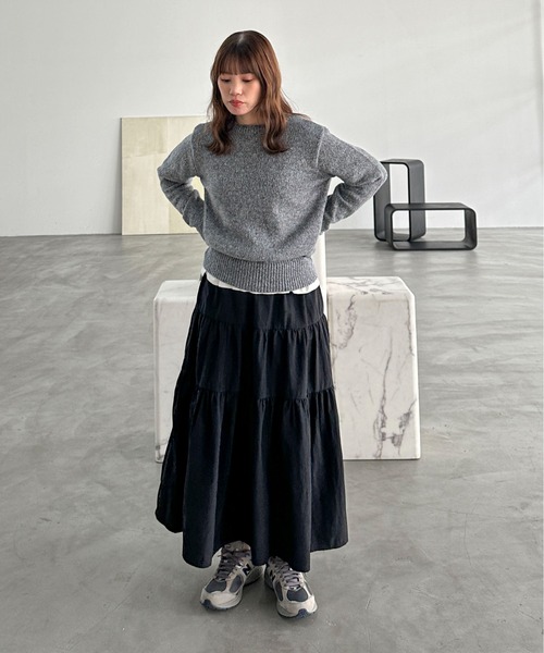 feepur（フェピュール）の「【ハンドウォッシャブル】メランジコンパクトニット（ニット/セーター・レディース・グレー/レッド/オリーブ/ブラック/パープル・MEDIUM）」の19枚目の写真