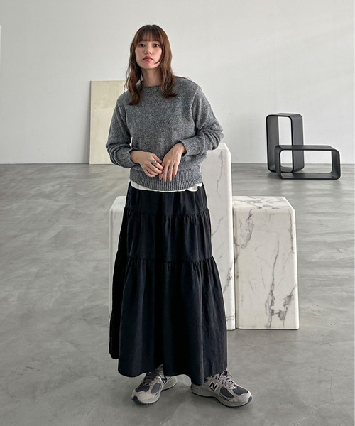 feepur（フェピュール）の「【ハンドウォッシャブル】メランジコンパクトニット（ニット/セーター・レディース・グレー/レッド/オリーブ/ブラック/パープル・MEDIUM）」の17枚目の写真