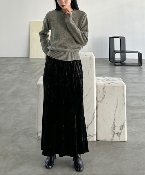 feepur（フェピュール）の「【ハンドウォッシャブル】メランジコンパクトニット（ニット/セーター・レディース・グレー/レッド/オリーブ/ブラック/パープル・MEDIUM）」の11枚目の写真