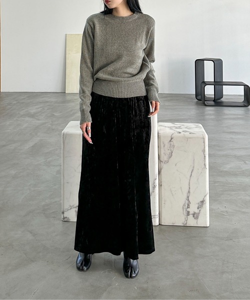 feepur（フェピュール）の「【ハンドウォッシャブル】メランジコンパクトニット（ニット/セーター・レディース・グレー/レッド/オリーブ/ブラック/パープル・MEDIUM）」の9枚目の写真