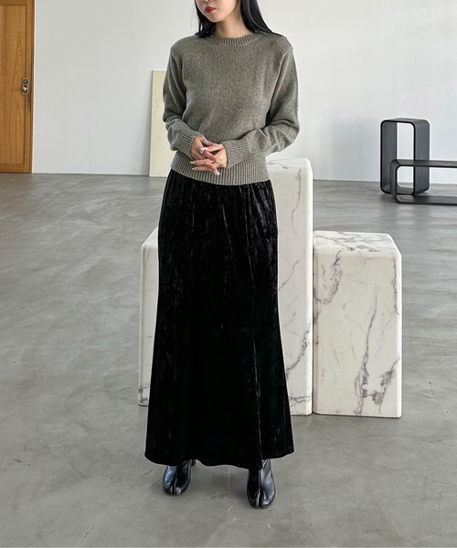 feepur（フェピュール）の「【ハンドウォッシャブル】メランジコンパクトニット（ニット/セーター・レディース・グレー/レッド/オリーブ/ブラック/パープル・MEDIUM）」の8枚目の写真