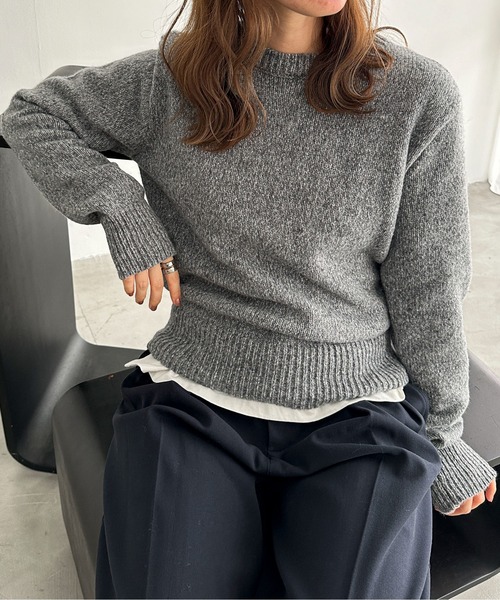 feepur（フェピュール）の「【ハンドウォッシャブル】メランジコンパクトニット（ニット/セーター・レディース・グレー/レッド/オリーブ/ブラック/パープル・MEDIUM）」の22枚目の写真