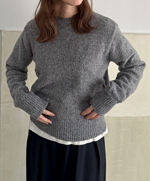 feepur（フェピュール）の「【ハンドウォッシャブル】メランジコンパクトニット（ニット/セーター・レディース・グレー/レッド/オリーブ/ブラック/パープル・MEDIUM）」の21枚目の写真