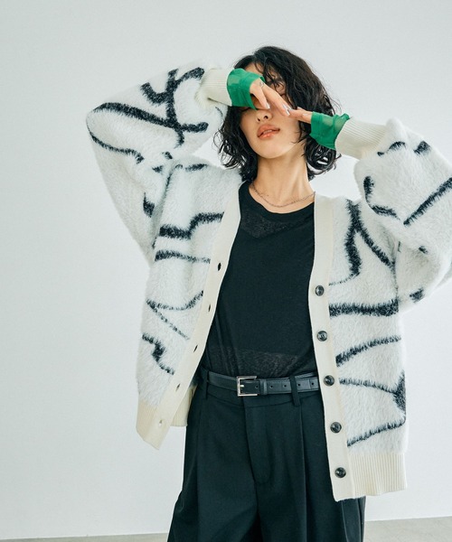 YOUページ セール】7ゲージニュアンス柄カーディガン 133293（カーディガン