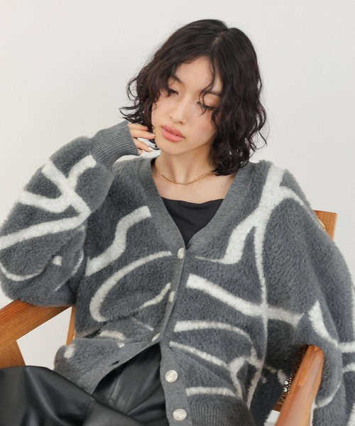 YOUページ セール】7ゲージニュアンス柄カーディガン 133293（カーディガン