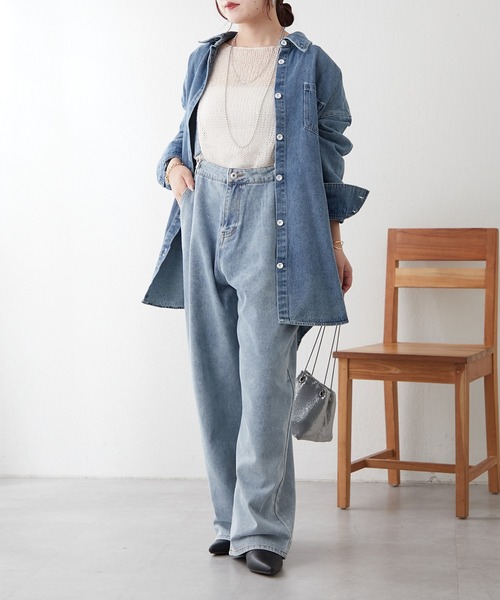 continuer de NICE CLAUP(コンティニューデナイスクラップ)の「【秋の定番アイテム】デニムシャツ(シャツ/ブラウス・レディース・ケミカルウォッシュ/ブラック・FREE)」の8枚目の写真