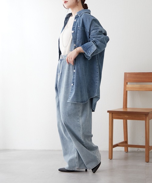continuer de NICE CLAUP(コンティニューデナイスクラップ)の「【秋の定番アイテム】デニムシャツ(シャツ/ブラウス・レディース・ケミカルウォッシュ/ブラック・FREE)」の12枚目の写真