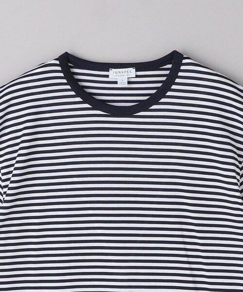 SUNSPEL ★ クラシック ボーダー Tシャツ クラシックTシャツ （Grey Melange）| Sunspel