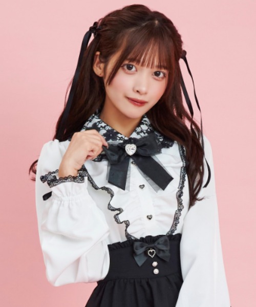 Secret Honey(シークレットハニー)の「レース襟ラッフルギャザーブラウス(シャツ/ブラウス・レディース・ワインレッド/オフホワイト/ブラック・MEDIUM)」の2枚目の写真