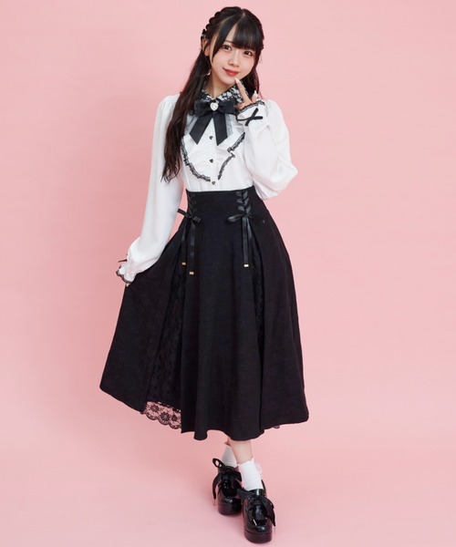 Secret Honey(シークレットハニー)の「レース襟ラッフルギャザーブラウス(シャツ/ブラウス・レディース・ワインレッド/オフホワイト/ブラック・MEDIUM)」の5枚目の写真