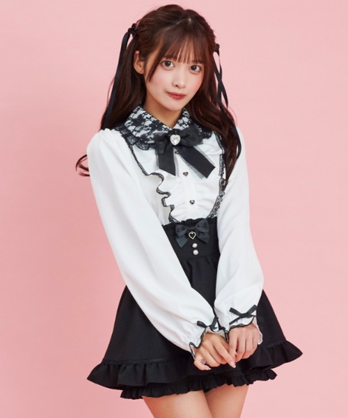 Secret Honey(シークレットハニー)の「レース襟ラッフルギャザーブラウス(シャツ/ブラウス・レディース・ワインレッド/オフホワイト/ブラック・MEDIUM)」の6枚目の写真