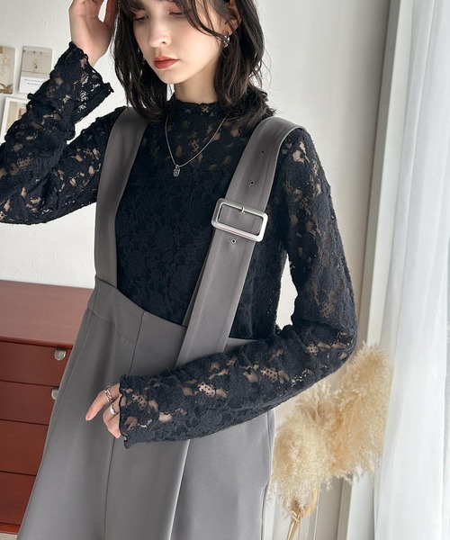 classicalelf（クラシカルエルフ）の「華やぎと上品さをプラス。フラワー柄起毛レースハイネックプルオーバー（Tシャツ/カットソー・レディース・オフホワイト/ブラック・X-LARGE/SMALL/MEDIUM/LARGE）」の12枚目の写真