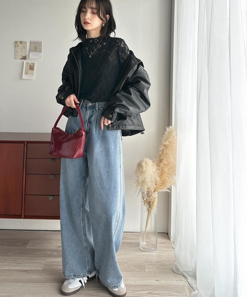 classicalelf（クラシカルエルフ）の「華やぎと上品さをプラス。フラワー柄起毛レースハイネックプルオーバー（Tシャツ/カットソー・レディース・オフホワイト/ブラック・X-LARGE/SMALL/MEDIUM/LARGE）」の11枚目の写真