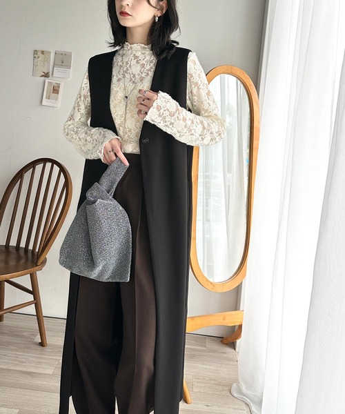 classicalelf（クラシカルエルフ）の「華やぎと上品さをプラス。フラワー柄起毛レースハイネックプルオーバー（Tシャツ/カットソー・レディース・オフホワイト/ブラック・X-LARGE/SMALL/MEDIUM/LARGE）」の8枚目の写真