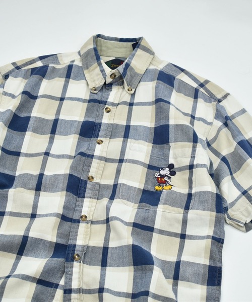 【ヴィンテージ古着】90’s Disney 刺繍Mickey入り ショートスリーブシャツ（シャツ/ブラウス）｜Disney（ディズニー）