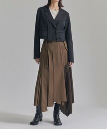 新品　UNITED TOKYO ランダムヘムプリーツスカート ウォッシャブル　茶 新品 UNITED TOKYO ランダムヘムプリーツスカート