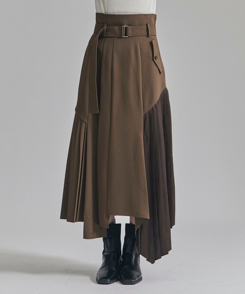 UNITED TOKYO（ユナイテッドトウキョウ）の「【完売間近！】ランダムヘムプリーツスカート｜ウォッシャブル/細見え/秋服（スカート・レディース・ブラウン/カーキ・1/2）」の5枚目の写真