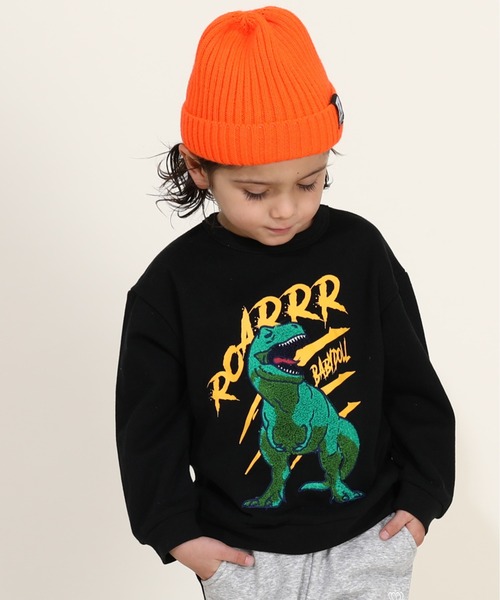 BABYDOLL（ベビードール）の「サガラトレーナー 9753K（スウェット・キッズ・グリーン/ブラック系1/ネイビー/オレンジ/パープル/マスタード/アッシュグレー/チャコールグレー/チェリーピンク/オフホワイト/ブラック系2/イエロー×グリーン・90cm/100cm/110cm/120cm/130cm）」の3枚目の写真