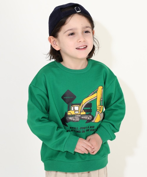 BABYDOLL（ベビードール）の「サガラトレーナー 9753K（スウェット・キッズ・グリーン/ブラック系1/ネイビー/オレンジ/パープル/マスタード/アッシュグレー/チャコールグレー/チェリーピンク/オフホワイト/ブラック系2/イエロー×グリーン・90cm/100cm/110cm/120cm/130cm）」の7枚目の写真