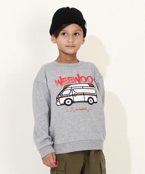 BABYDOLL（ベビードール）の「サガラトレーナー 9753K（スウェット・キッズ・グリーン/ブラック系1/ネイビー/オレンジ/パープル/マスタード/アッシュグレー/チャコールグレー/チェリーピンク/オフホワイト/ブラック系2/イエロー×グリーン・90cm/100cm/110cm/120cm/130cm）」の6枚目の写真